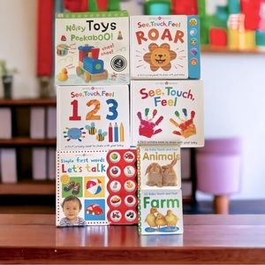 Sensory/see touch feel/lift-a-flap lot of 7 children’s books!!!